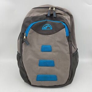 Mountain Edge Medium Backpack Grey Blue Canvas Hiking School Bag Travel Daypack‎